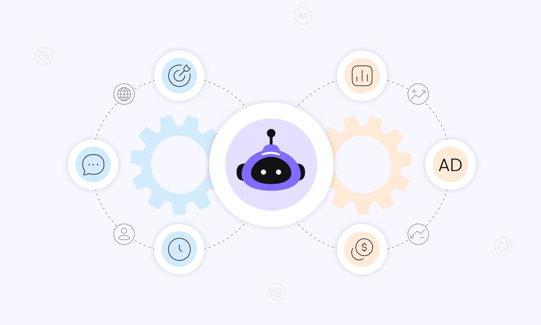 visual illustration of AI and machine learning revolution in advertising, showing predictive analytics and automation shaping the future of advertising