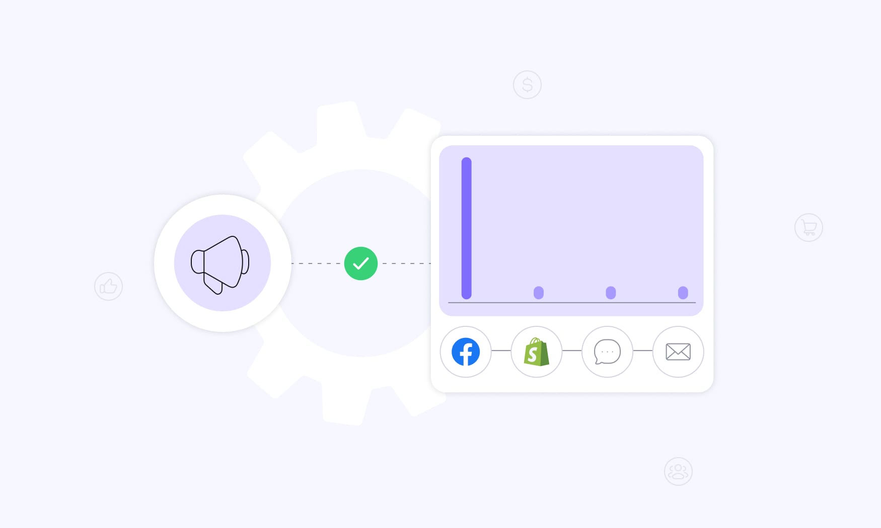 animated image of first-touch attribution, emphasizing the role of initial interactions and awareness campaigns
