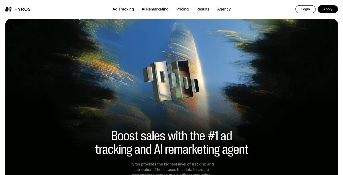 hyros homepage screenshot