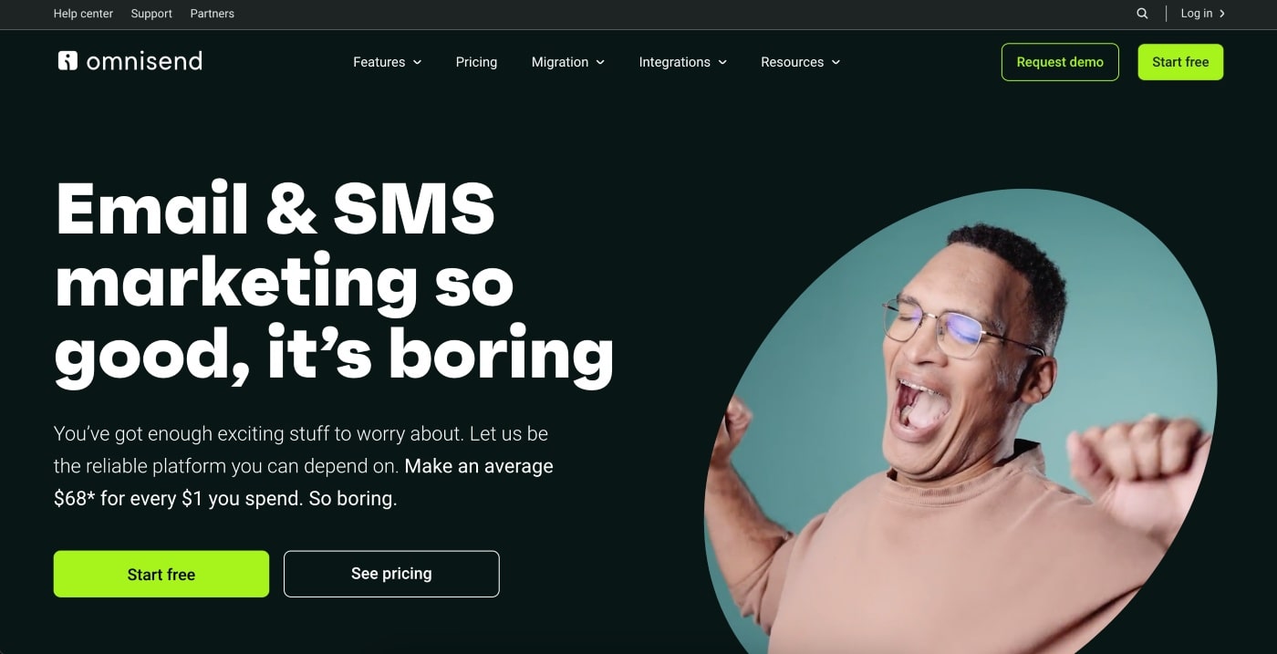 omnisend homepage screenshot