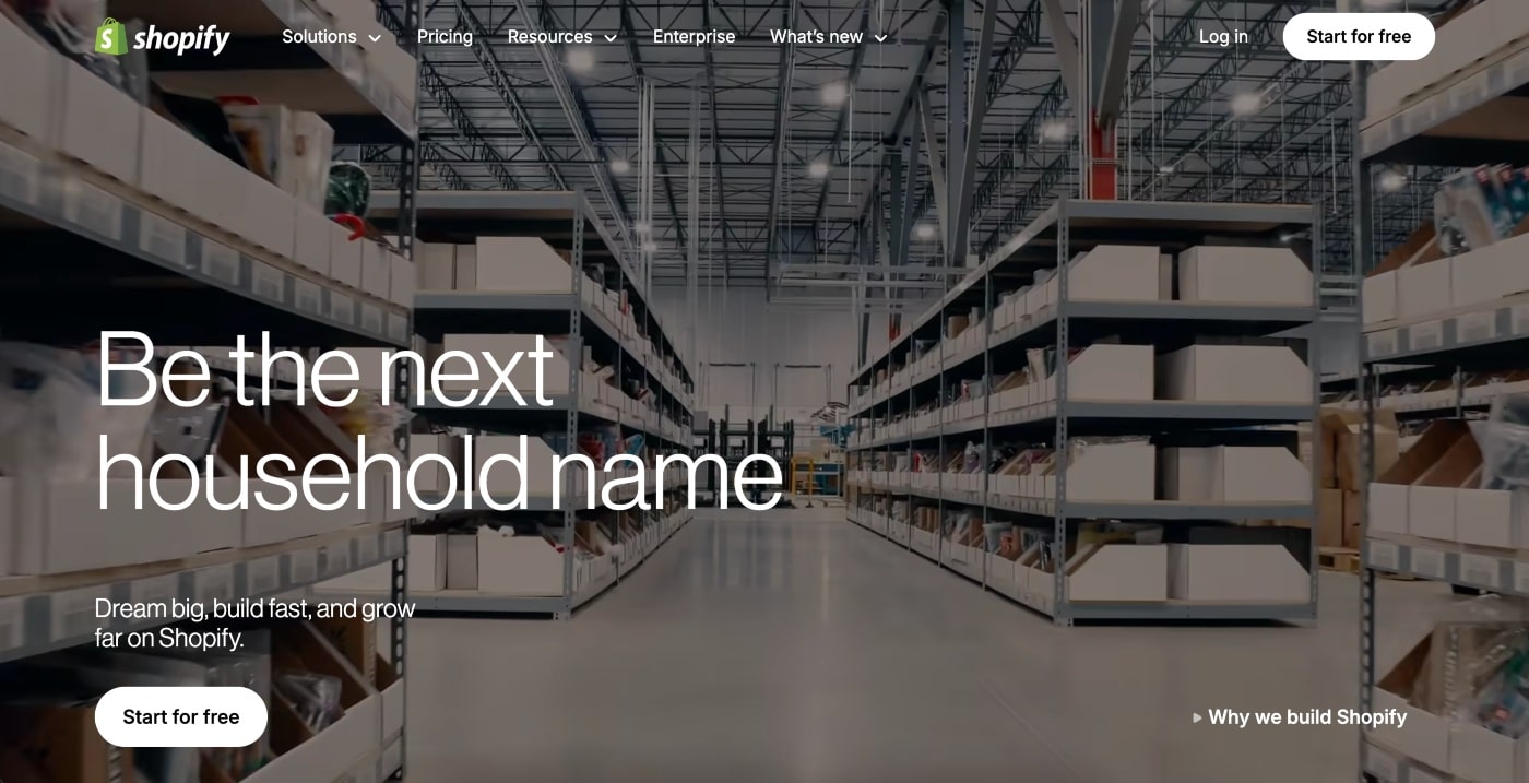 shopify homepage screenshot