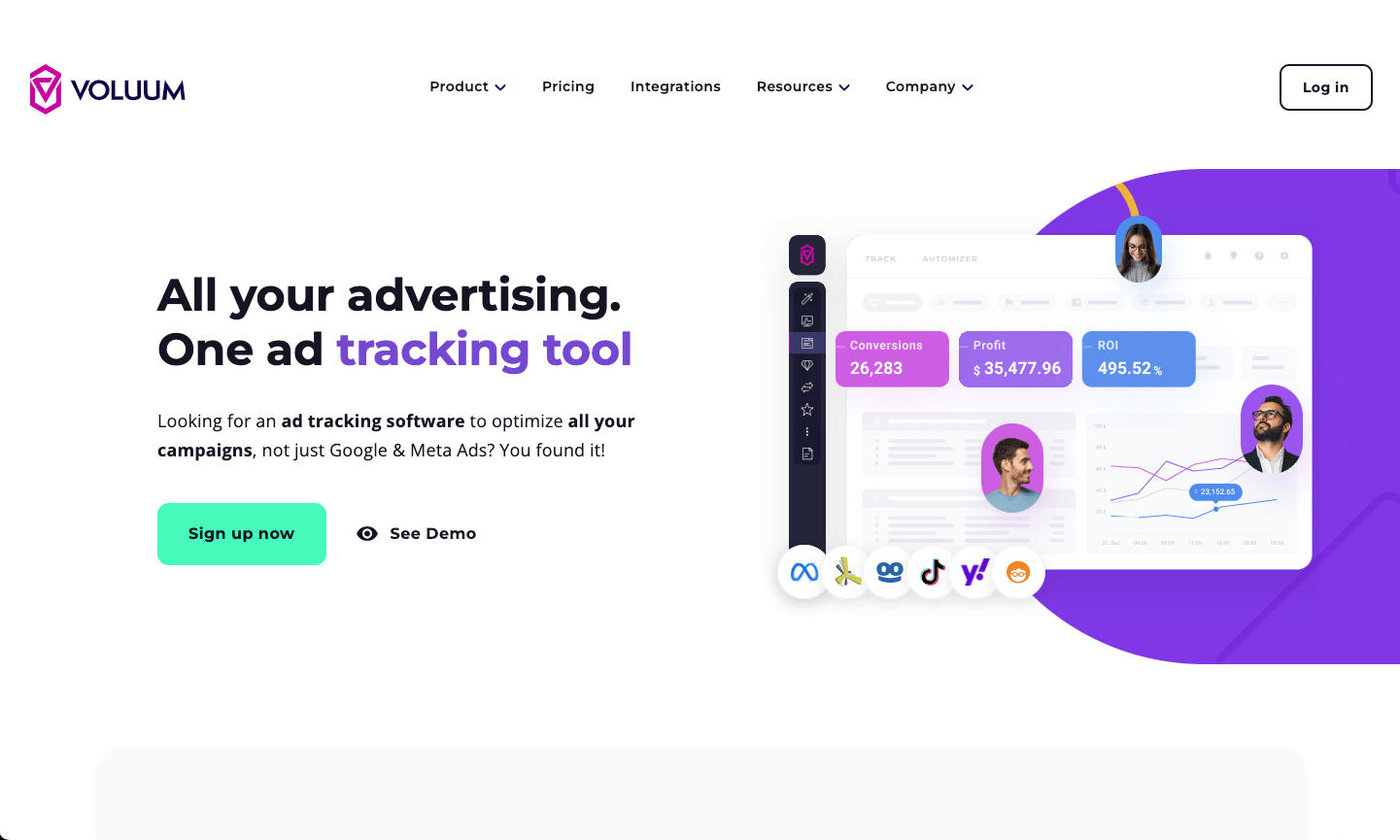 voluum homepage screenshot