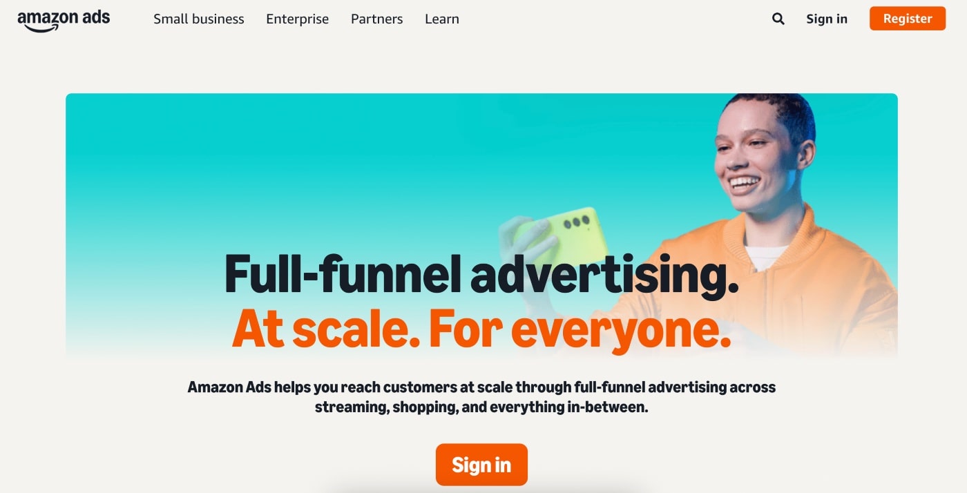 amazon ads homepage screenshot