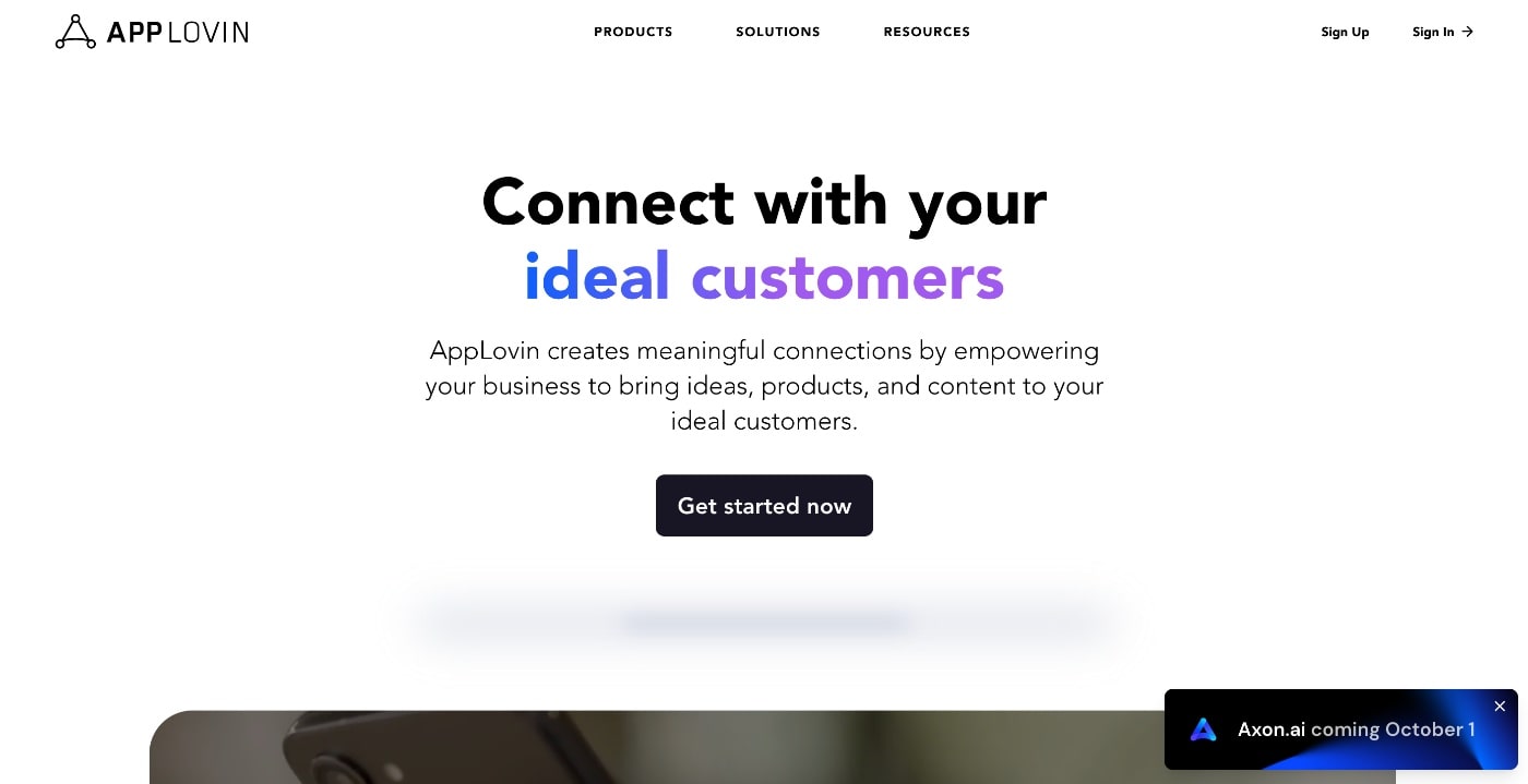 applovin homepage screenshot