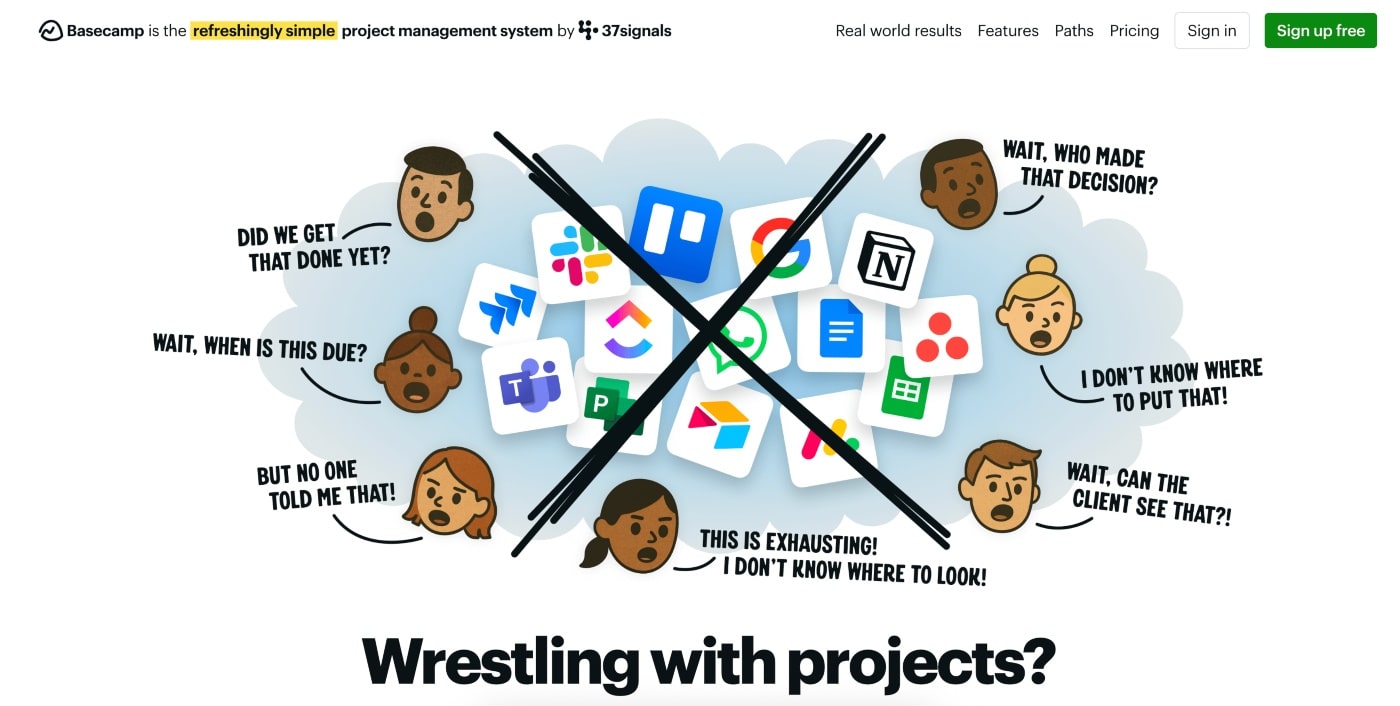 basecamp homepage screenshot