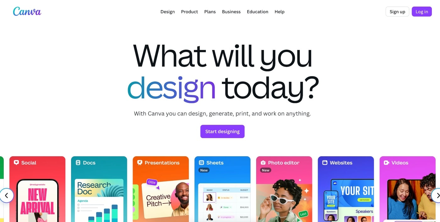 canva homepage screenshot