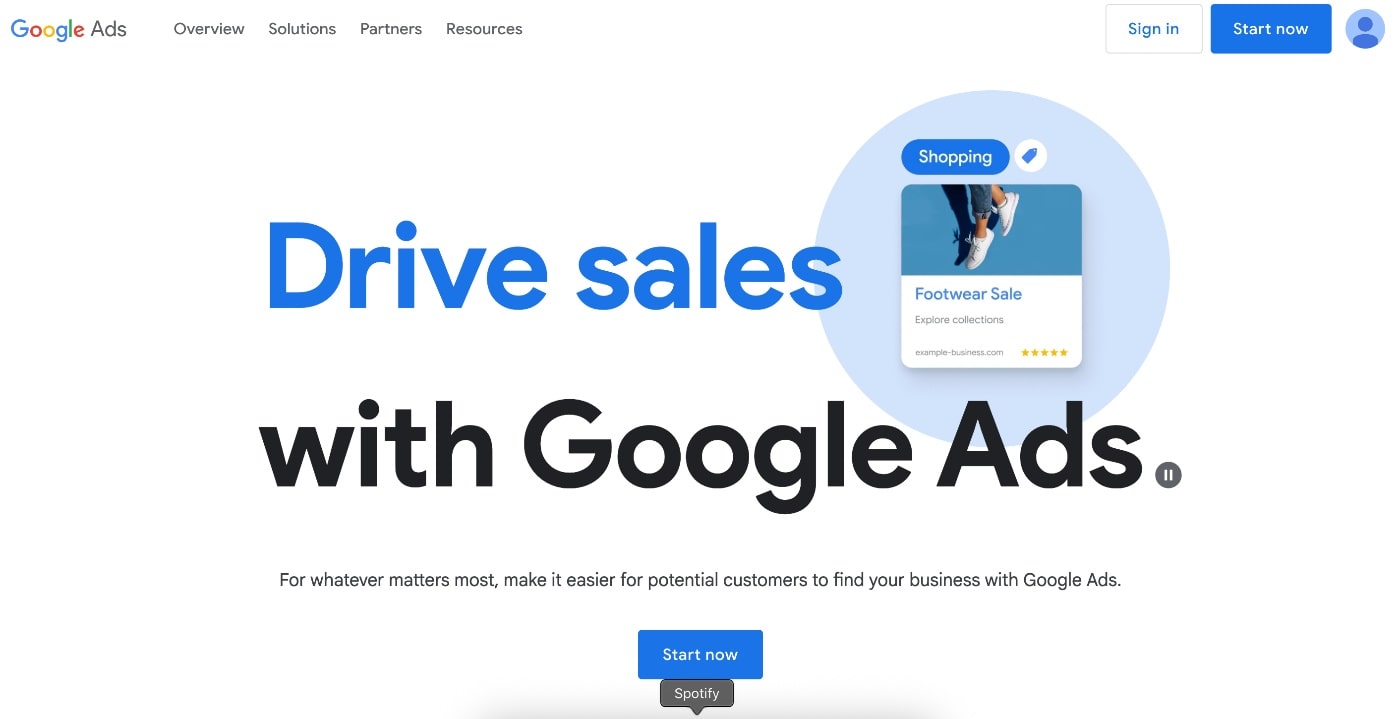 google ads homepage screenshot