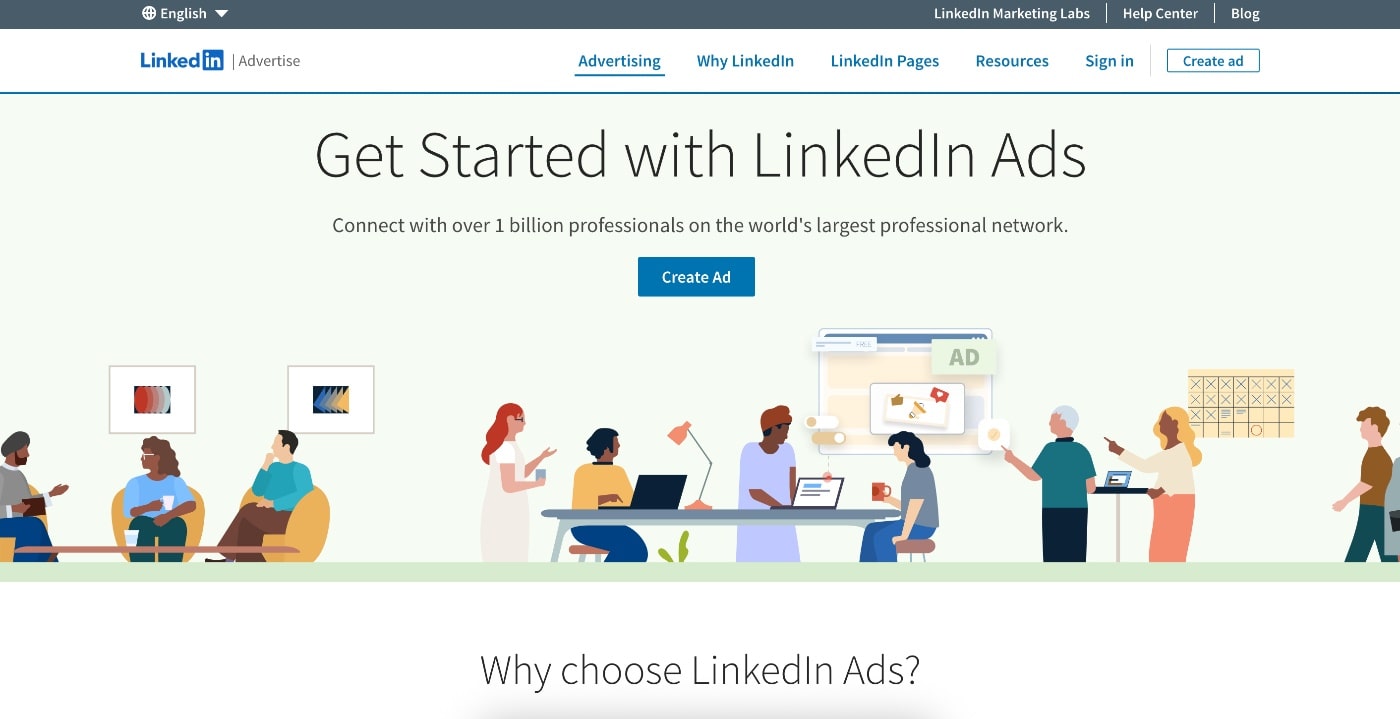 linkedin ads homepage screenshot