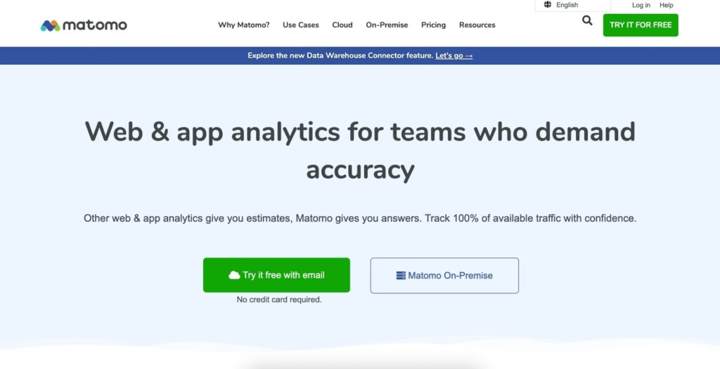 matomo analytics homepage screenshot