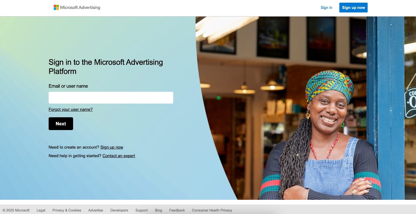 microsoft ads homepage screenshot
