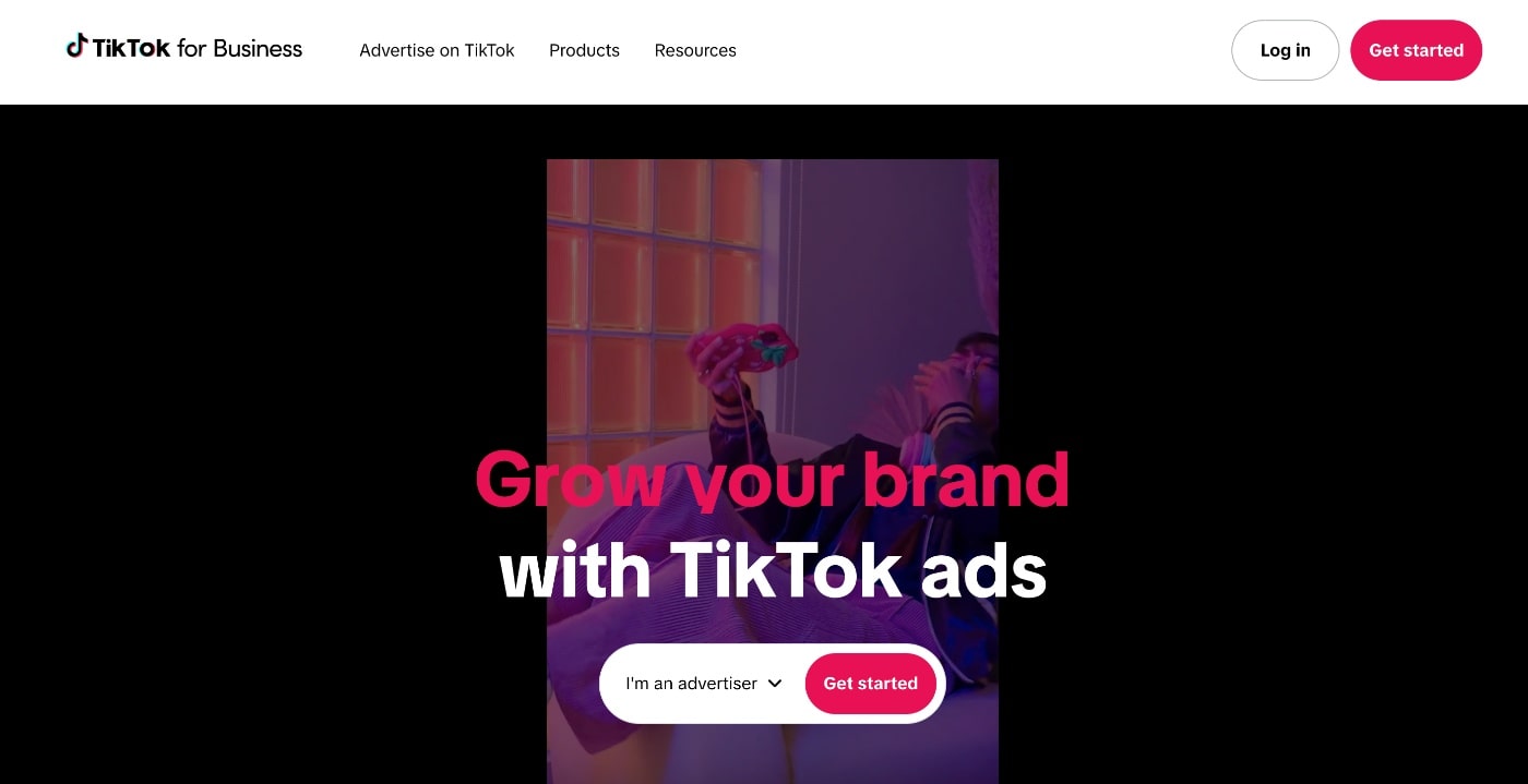 tiktok ads homepage screenshot