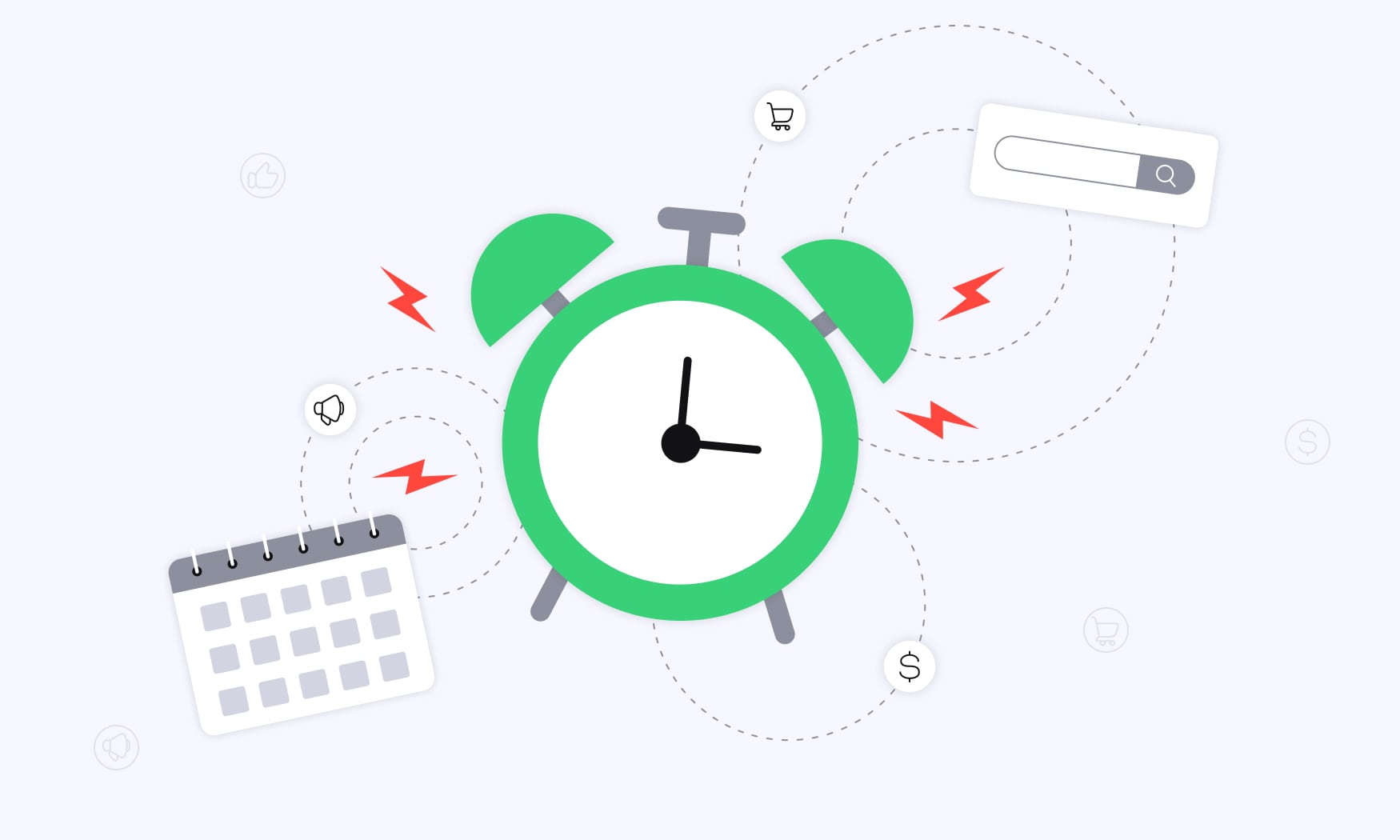 illustration of an alarm clock ringing, symbolizing the early start to Black Friday shopping and the urgency to plan ahead