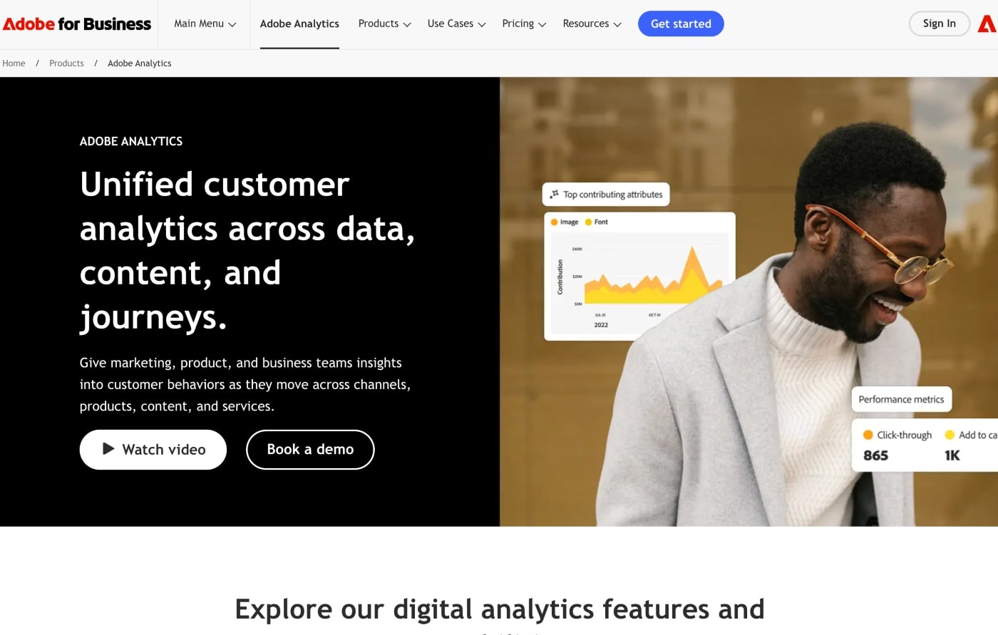 adobe analytics homepage screenshot
