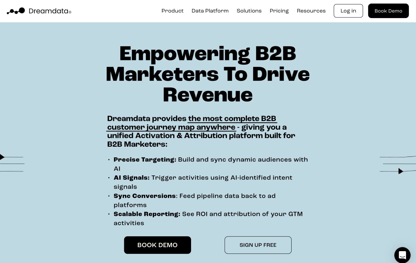 dreamdata homepage screenshot