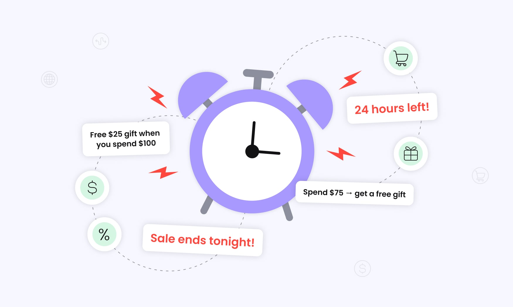 Illustration showing key psychological triggers and urgency tactics used in marketing