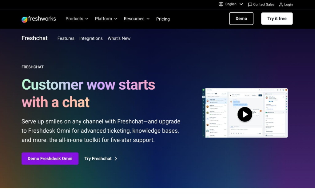 freshworks'es freshchat homepage screenshot