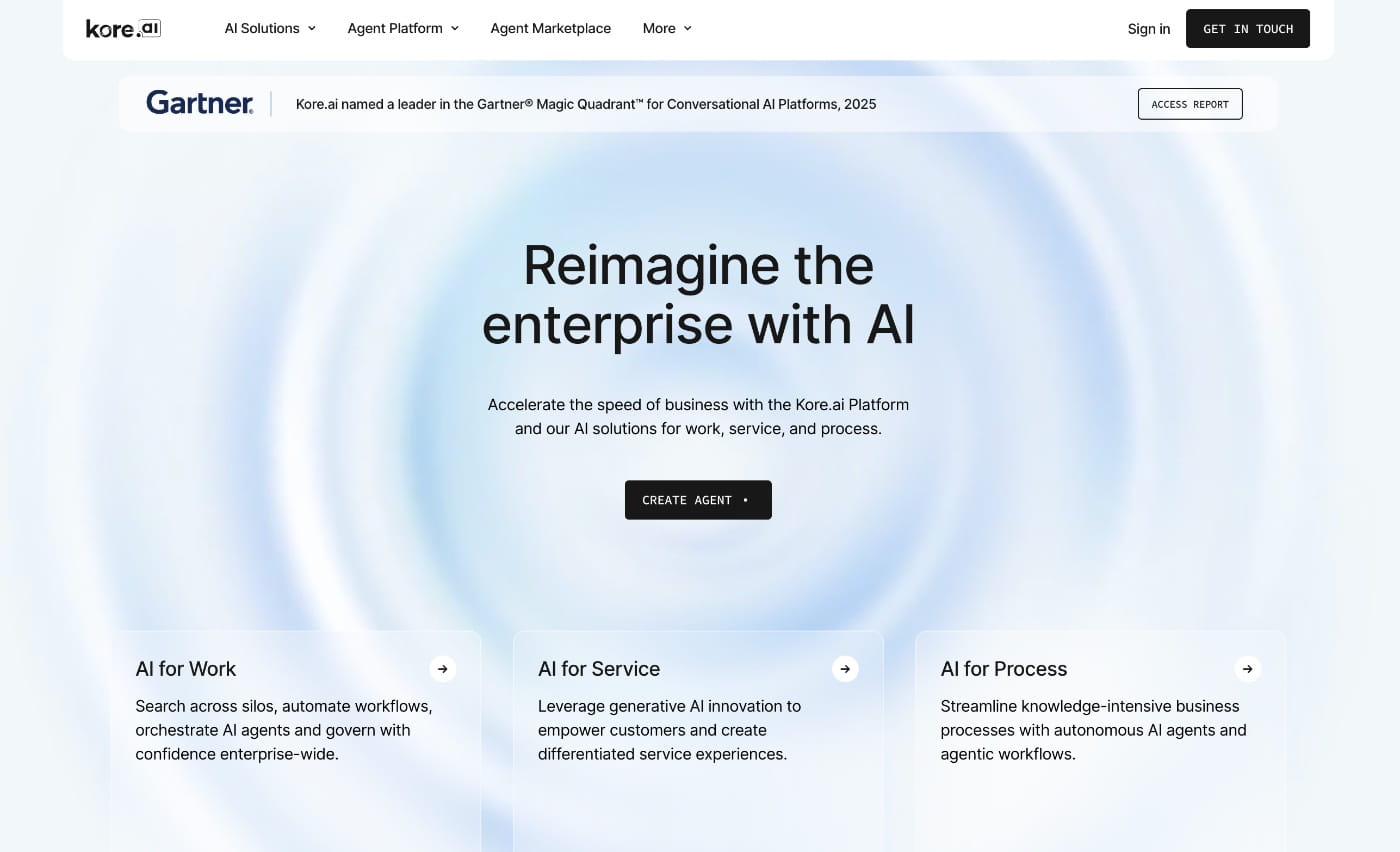 kore.ai homepage screenshot