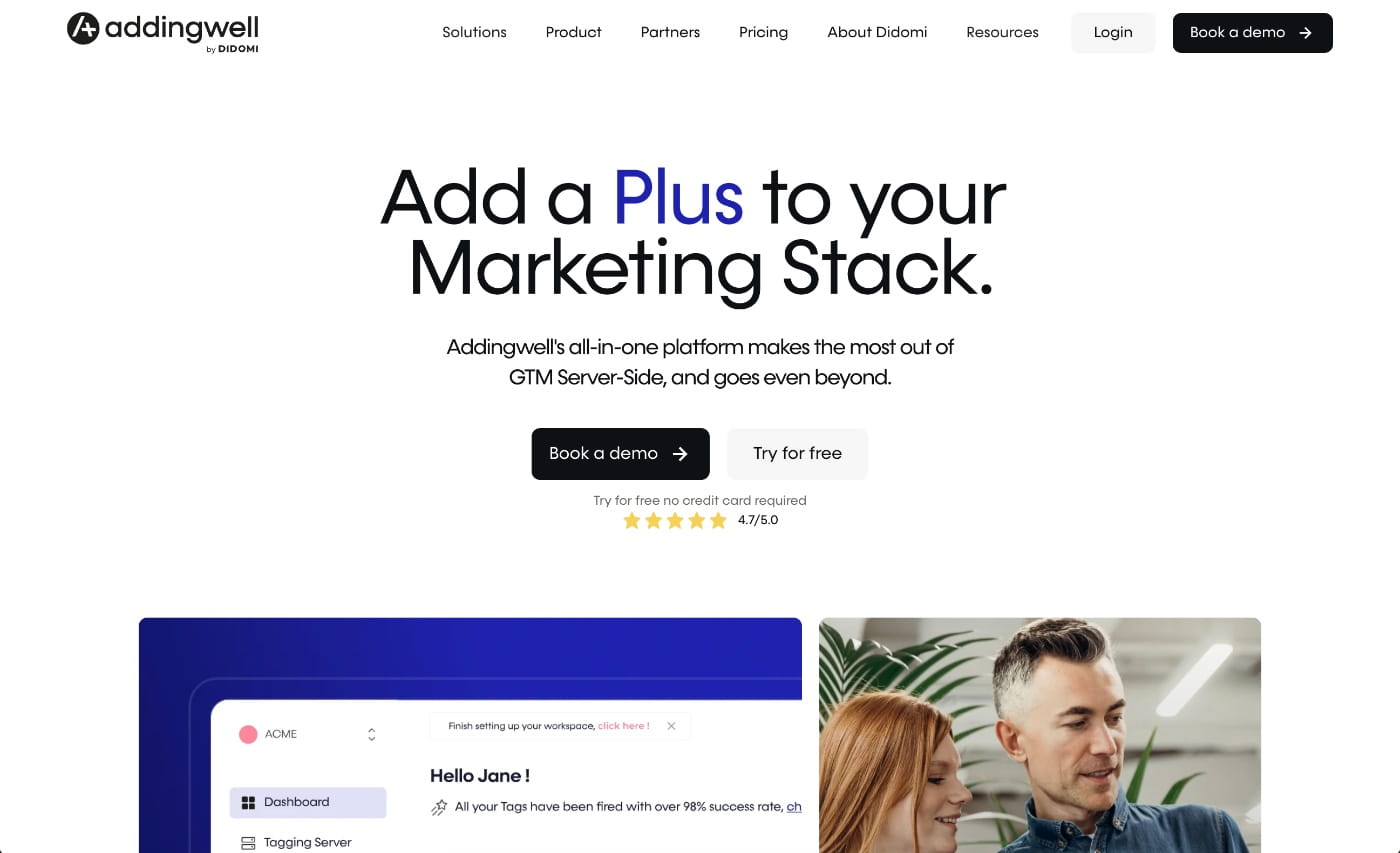 addingwell homepage screenshot
