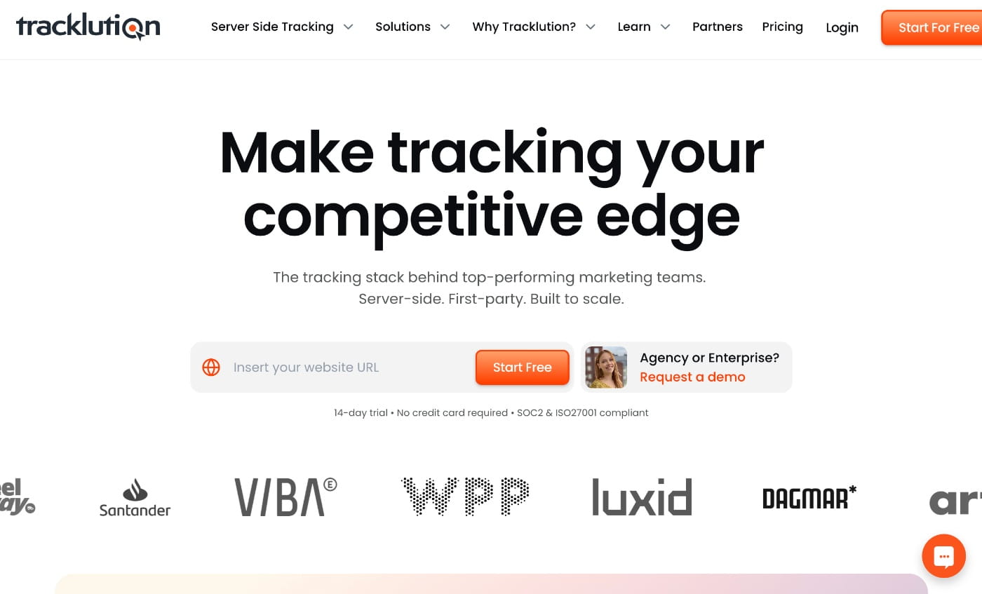 tracklution homepage screenshot