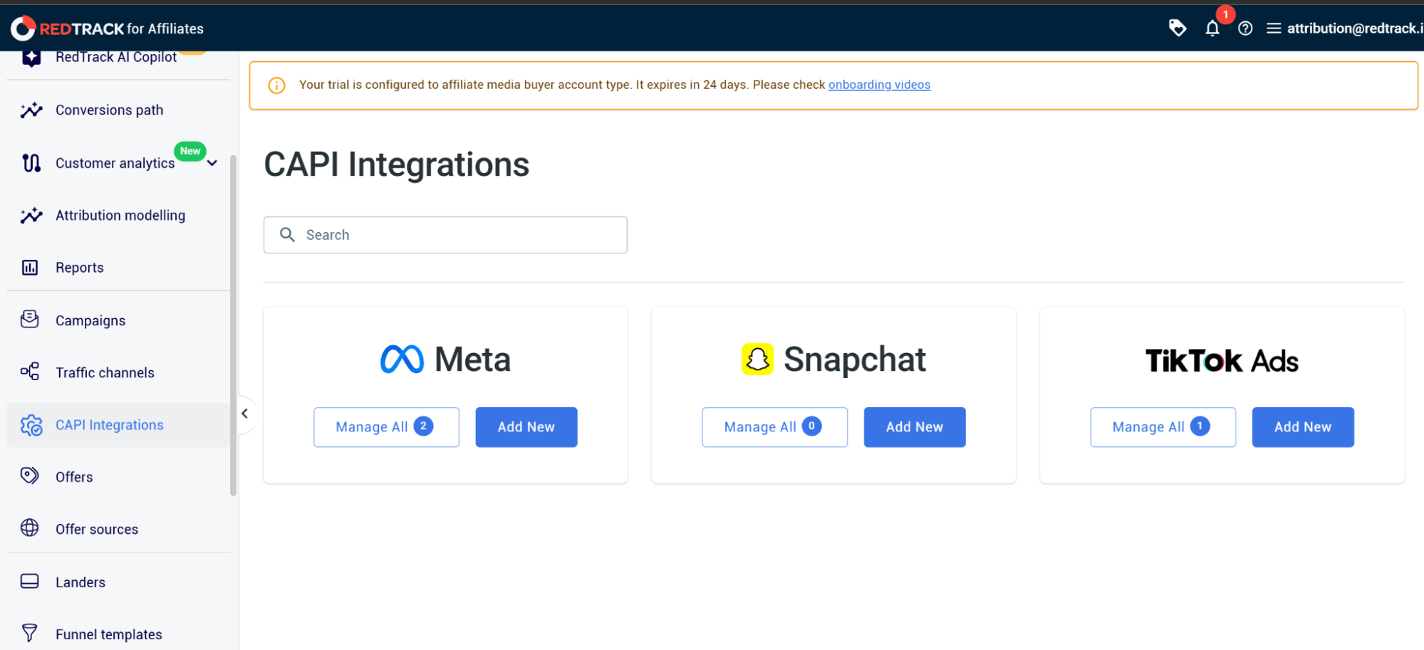 selecting ad platform for integration in redtrack