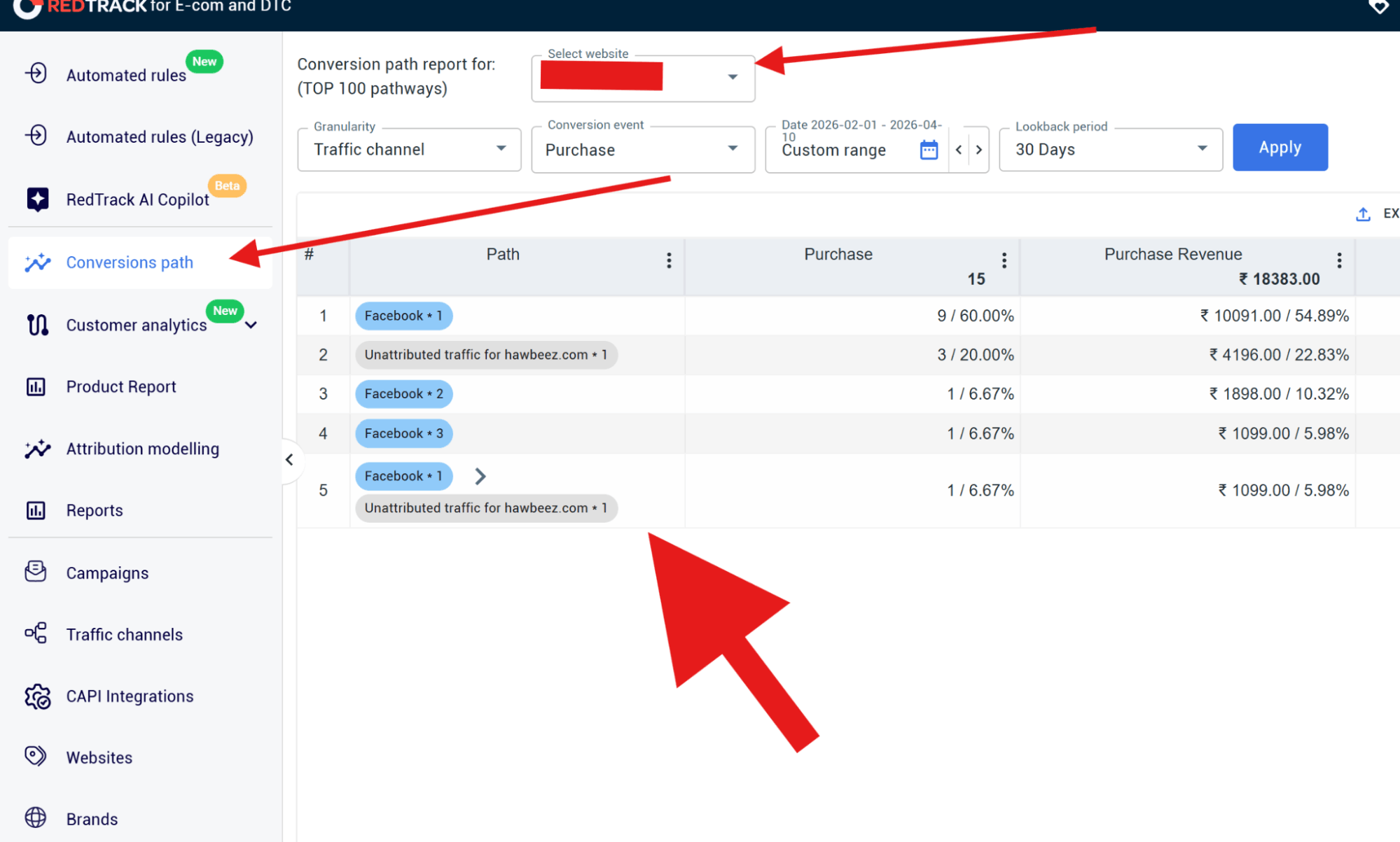 conversion path in redtrack