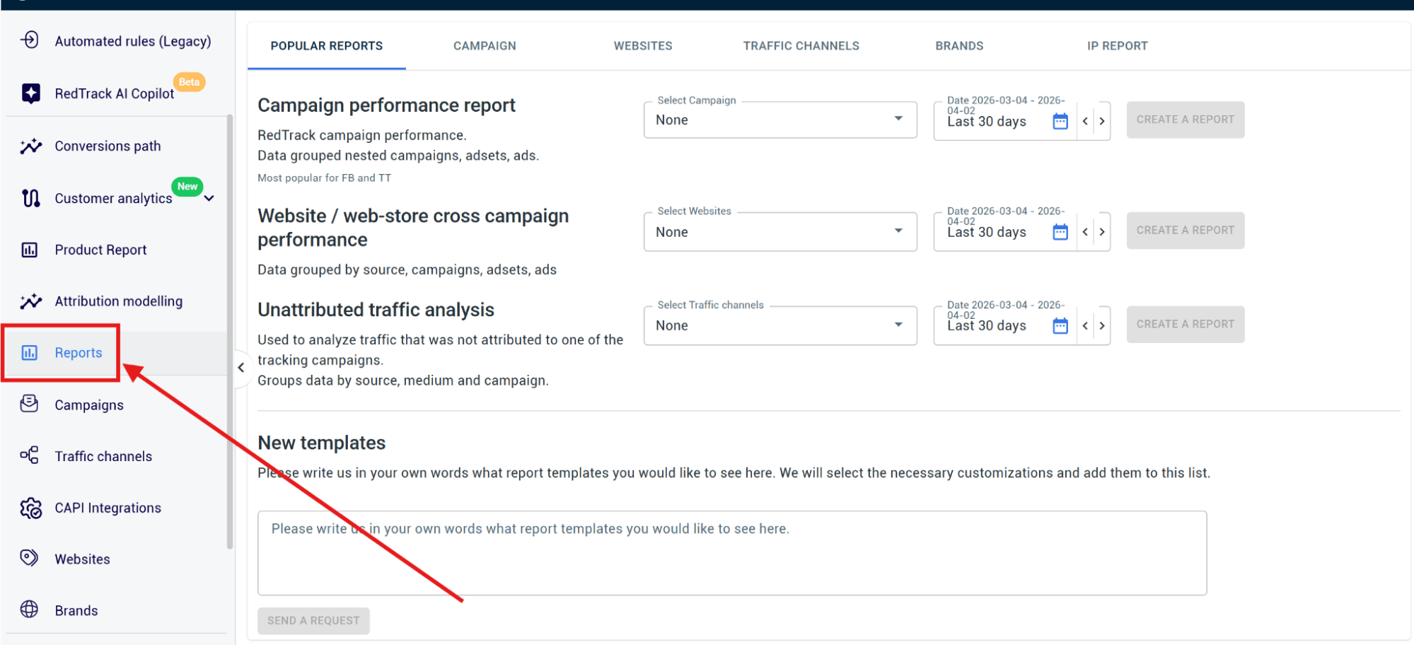 reports analysis in redtrack