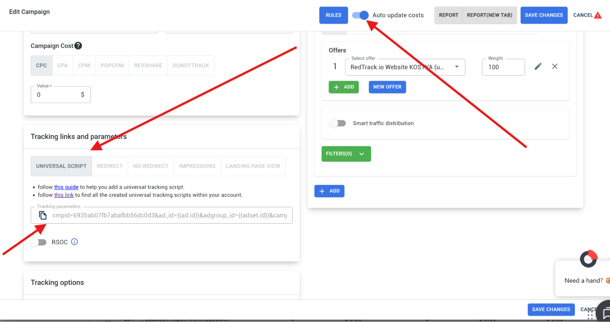 setting up reports cross channel view in redtrack – tagging ad urls