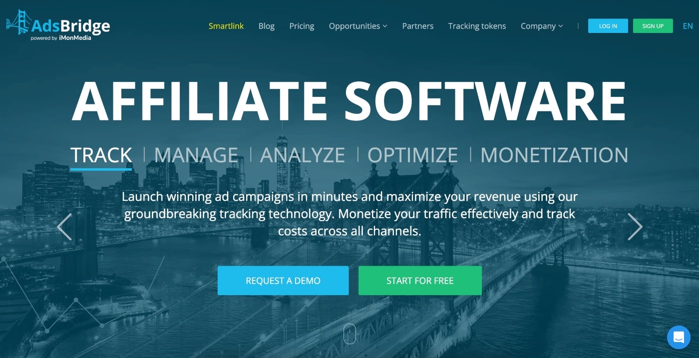 adsbridge homepage screenshot