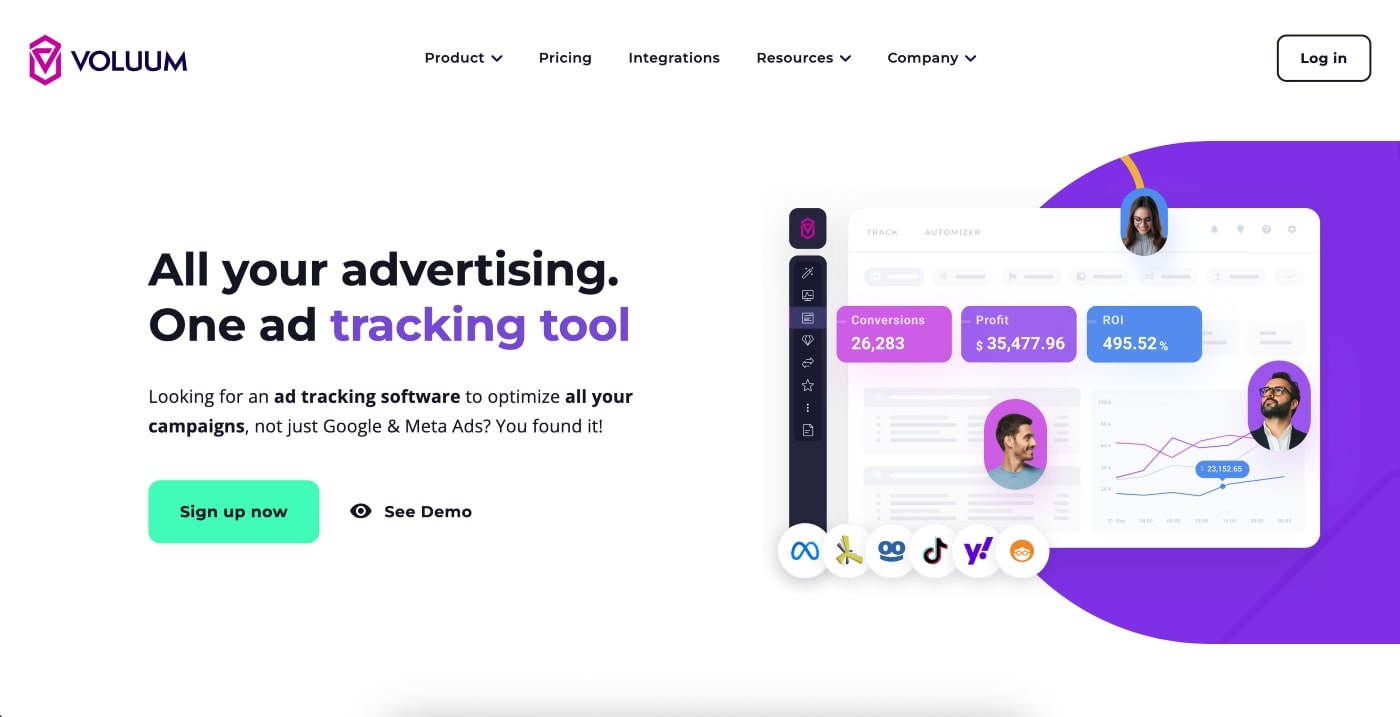 voluum homepage screenshot
