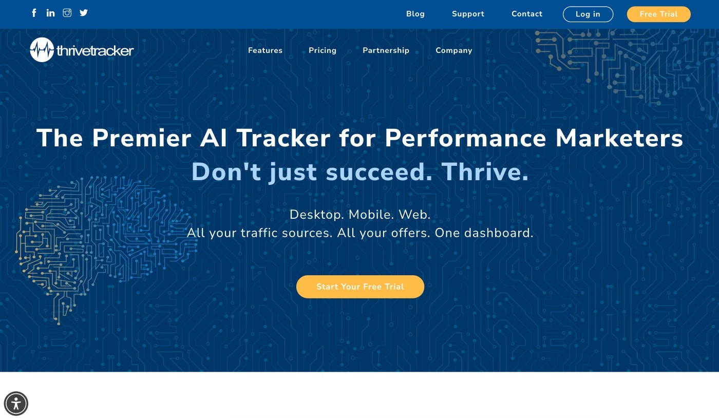 thrivetracker homepage screenshot
