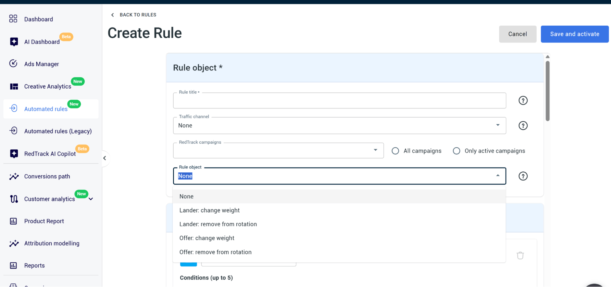 setting the rule object for ad automation