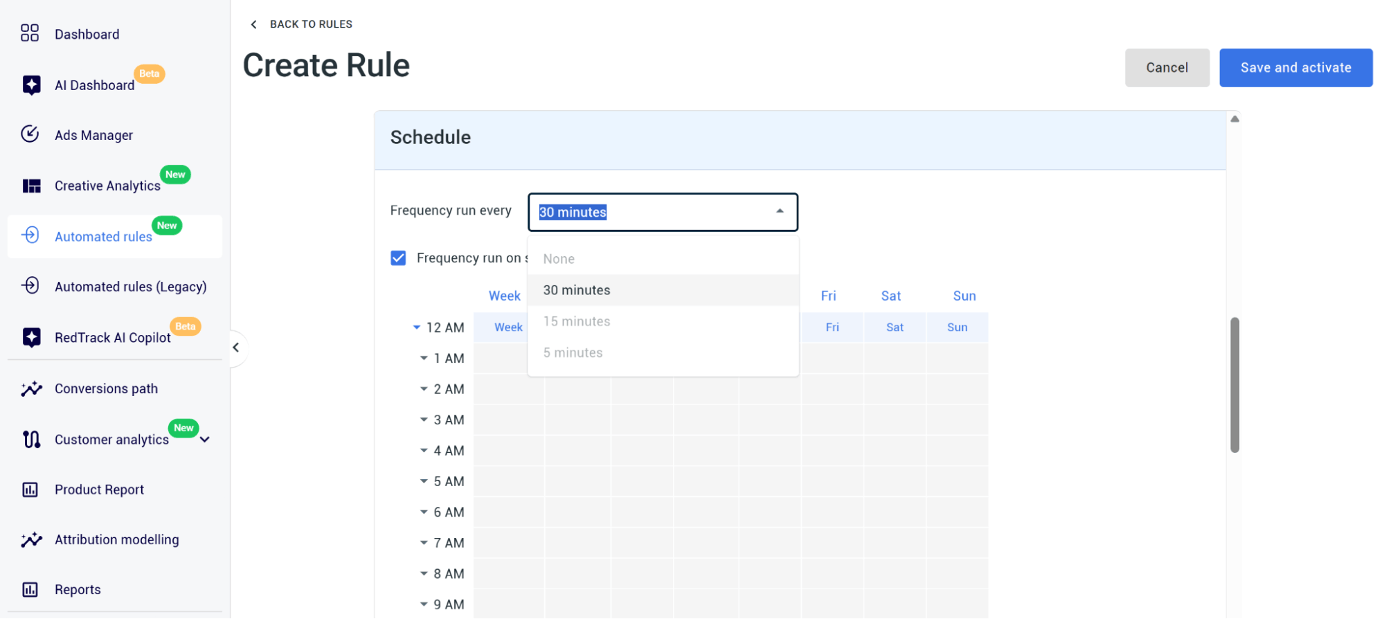 setting up frequency run for ad automation