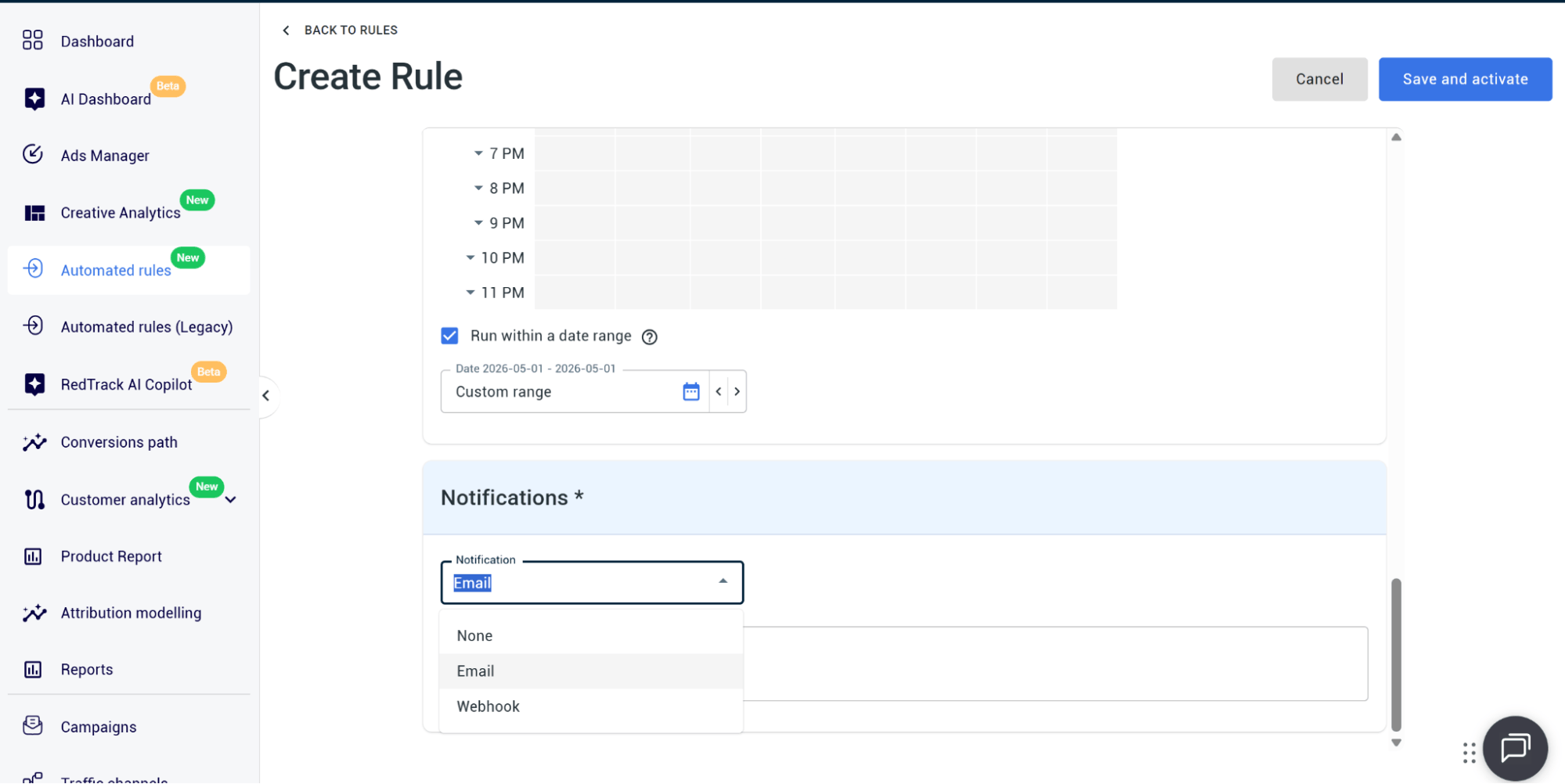 setting up notifications for ad automation